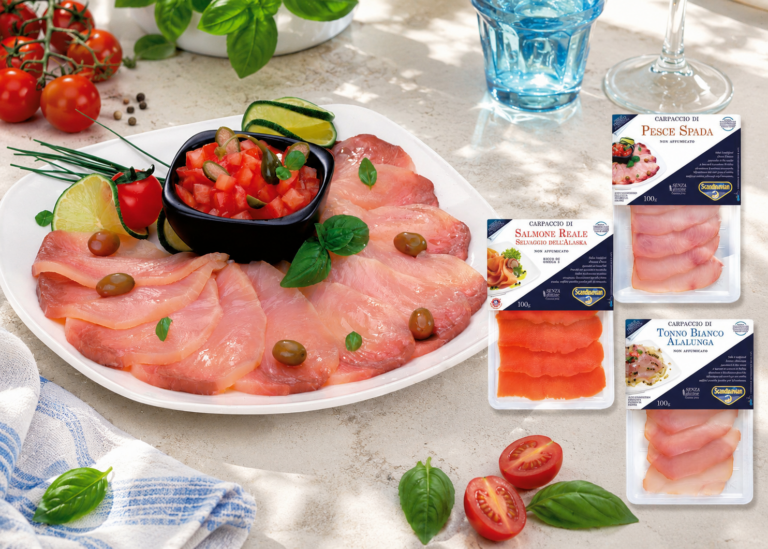 Carpaccio di Salmone, Tonno e Pesce Spada in atmosfera protettiva